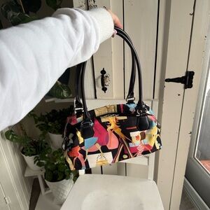 Nicci contemporary scene beaded fun colorful shoulder bag